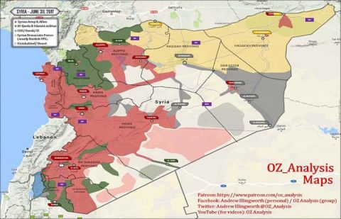 End of June map update of the Syrian War