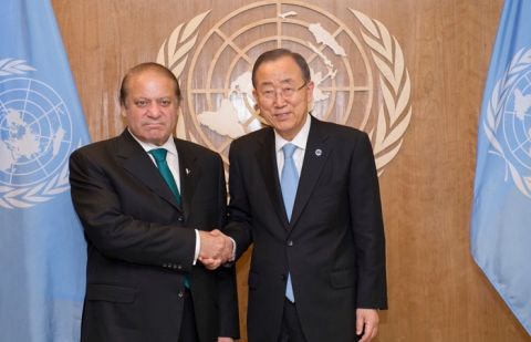 United Nations Secretary General Ban Ki-moon and Prime Minister Nawaz Sharif 