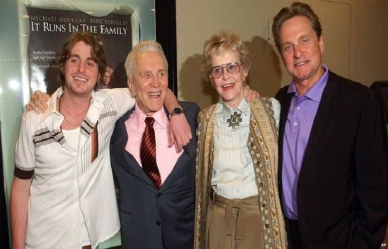 Diana Douglas appeared in It Runs in the Family with Cameron, Kirk and Michael Douglas (L to R) in 2003