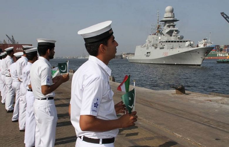 Italian Navy ship Carabiniere F-593 arrived at Karachi Port