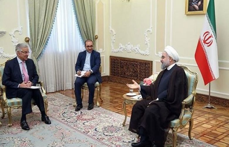 Foreign Minister Khawaja Muhammad Asif called on Iran&#039;s President Hassan Rouhani in Tehran 