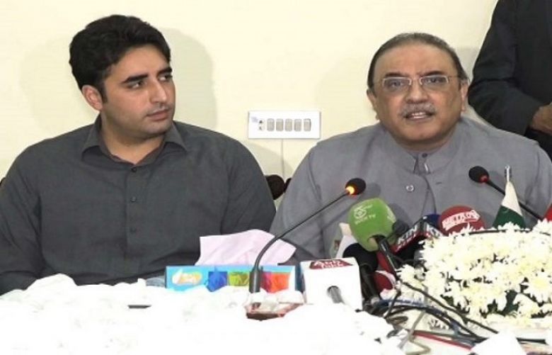 Pakistan Peoples` Party Co-chairman Asif Ali Zardari and Bilawal Bhattu