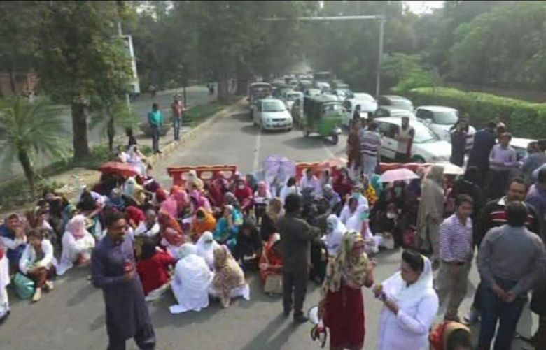 The protest of YDA seeking the restoration of two doctors and a nurse has entered third day.