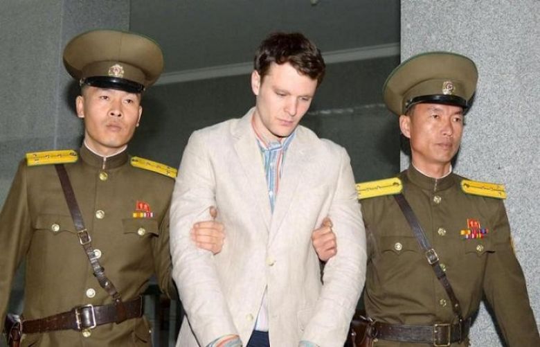 Otto Frederick Warmbier (C), a University of Virginia student who was detained in North Korea since early January, is taken to North Korea&#039;s top court in Pyongyang, North Korea, in this photo released by Kyodo March 16, 2016.