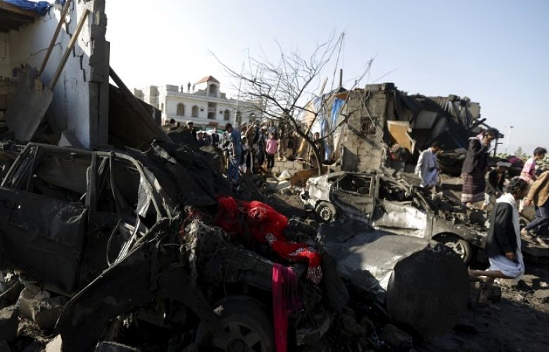 The damage caused by the Saudi-led coalition air strikes in Sanaa was clear to see on Thursday morning