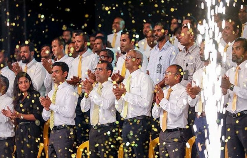 پارلیمانی انتخابات میں کامیابی پر مالدیپ کے رہنماؤں کا جشن