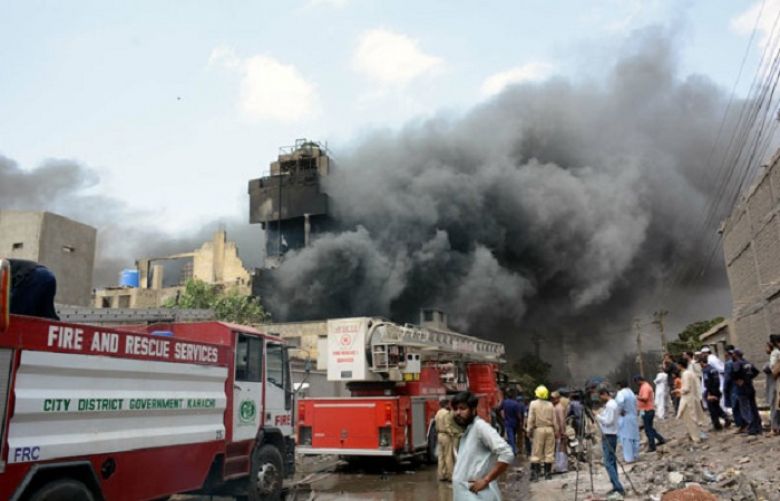 Four fire tenders extinguished fire at a plastic factory in Tando Agha