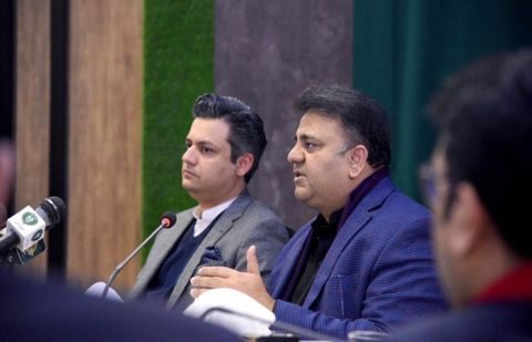 Information and Broadcasting Minister Fawad Chaudhry and Hammad Azhar
