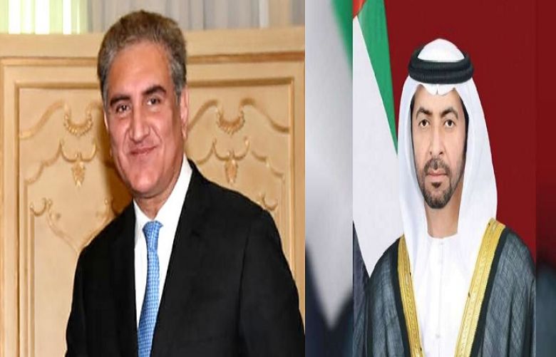 Foreign Minister Shah Mahmood Qureshi  and United Arab Emirates (UAE) counterpart Sheikh Abdullah bin Zayed Al Nahyan 