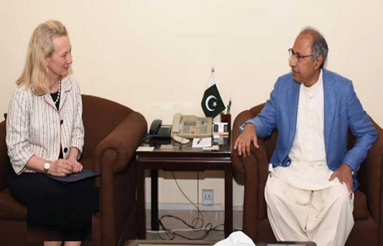 US Principal Deputy Assistant Secretary of State for South and Central Asian Affairs Alice and Adviser to PM on Finance Abdul Hafeez