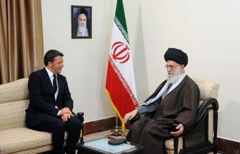 Ayatollah Seyyed Ali Khamenei and Italian Prime Minister Matteo Renzi