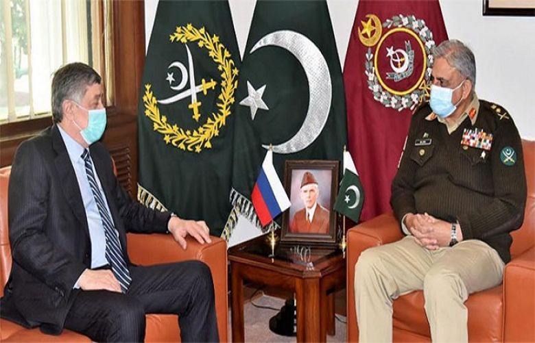 Russian presidential envoy to Afghanistan calls on COAS Qamar Bajwa