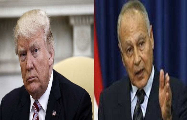 US President Donald  and Secretary-General Ahmed Aboul Gheit