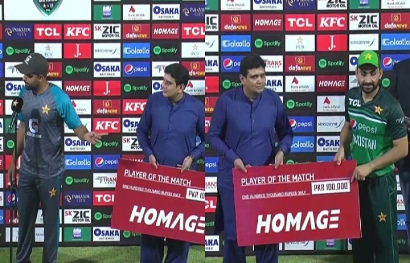 Photo of Babar Azam giving his Man of the Match award to Khushdil Shah has won netizens' hearts all over again