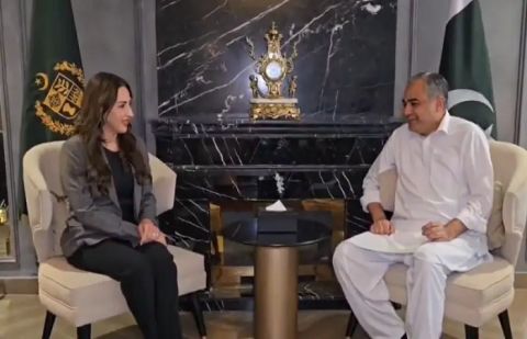 Interior Minister Mohsin Naqvi and US Charge d’Affaires Natalie Baker 
