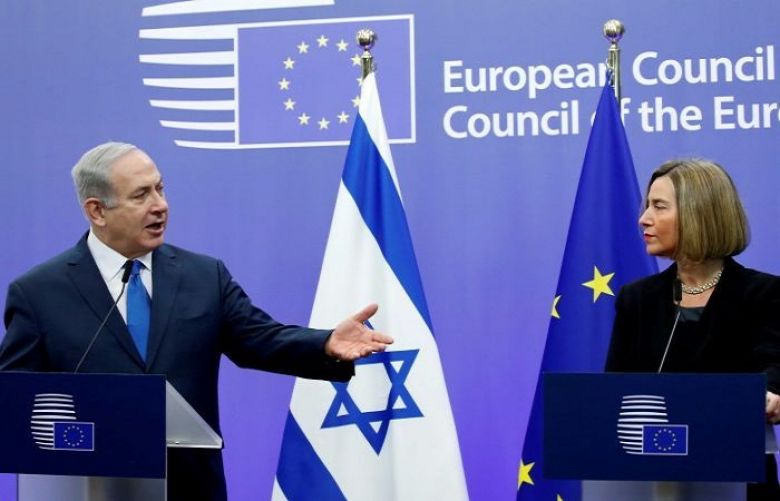 European Union foreign policy chief Federica Mogherini and Israeli Prime Minister Benjamin Netanyahu