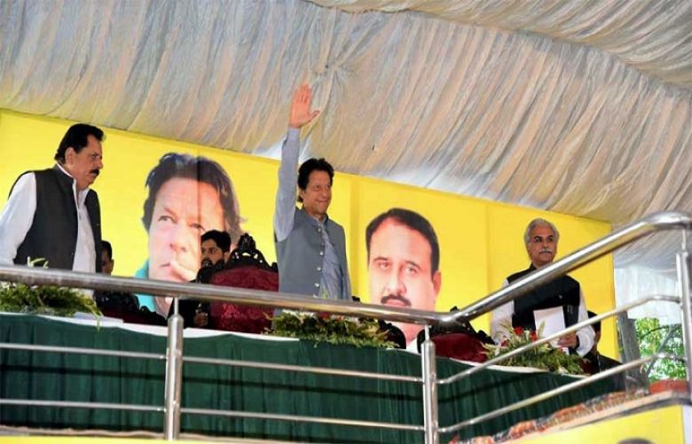 Prime Minister Imran Khan addressing to re-launch halted construction work of Mother and Child Hospital in Rawalpindi
