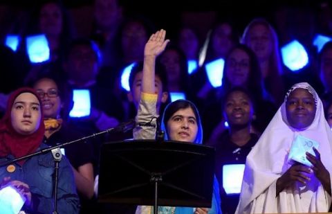 Malala Yousafzai speaks at the United Nations Sustainabale Development Summit, 25 September 2015.