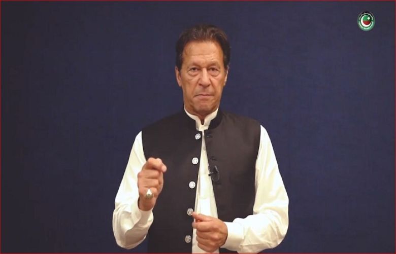 Chairman PTI Imran Khan addressing via video on Twitter