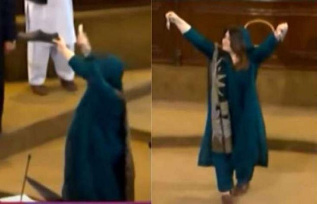 KP assembly: PTI workers throw shoe, lota at PML-N female lawmaker