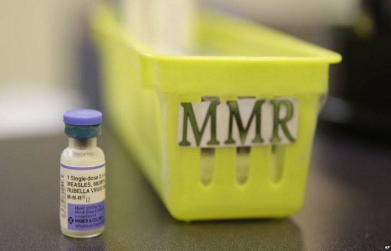A measles, mumps and rubella vaccine on a countertop at a pediatrics clinic in Greenbrae, Calif., Feb. 6, 2015. The U.S. has counted more measles cases in the first two months of this year than in all of 2017.