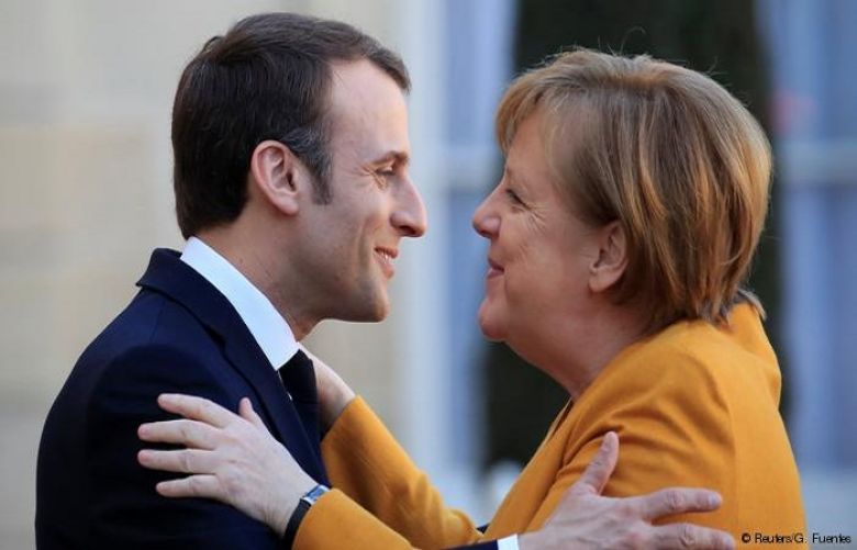 President Emmanuel Macron and Chancellor Angela Merkel in Paris