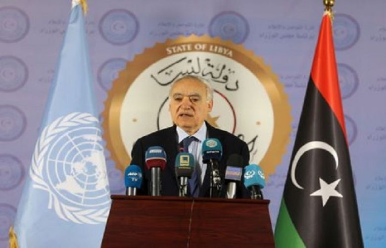 The U.N. Envoy for Libya, Ghassan Salame, speaks during a news conference in Tripoli, Libya 