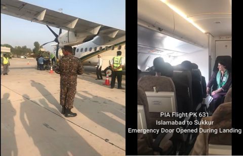 PIA aircraft's emergency exit door opens while landing in Pakistan