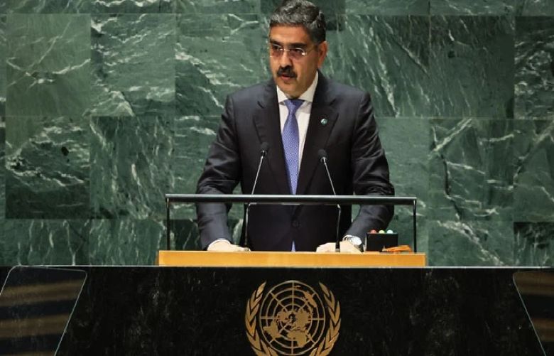 Caretaker Prime Minister Anwaarul Haq Kakar, is addressing at the 78th session of the United Nations General Assembly in New York on Friday