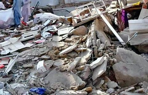 Two-story house collapses in Sukkur