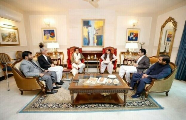 Punjab Chief Minister Chaudhry Pervez Elahi and PTI Chairman Imran Khan