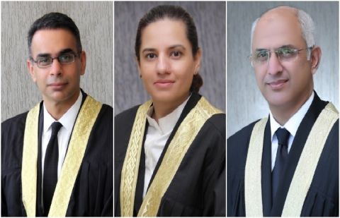 Justice Mohsin Akhtar Kayani,  Justice Babar Sattar and Justice Saman Rafat Imtiaz 