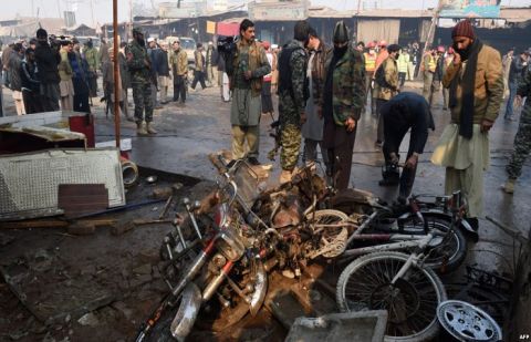 Three suspected suicide bombers on a motorcycle were killed in Peshawar