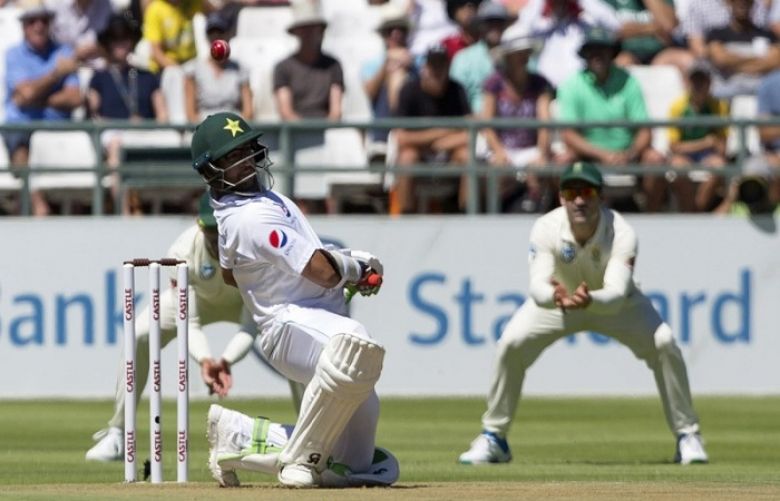 Imamul Haq dodges ball on day one of the second Test.