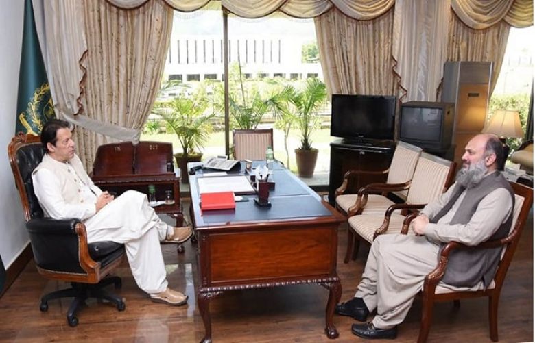 Balochistan Chief Minister Jam Kamal Khan Alyani and Prime Minister Imran Khan