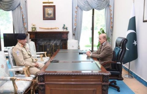 Chief of Army Staff (COAS) General Qamar Javed Bajwa calls on Prime Minister Shehbaz Sharif