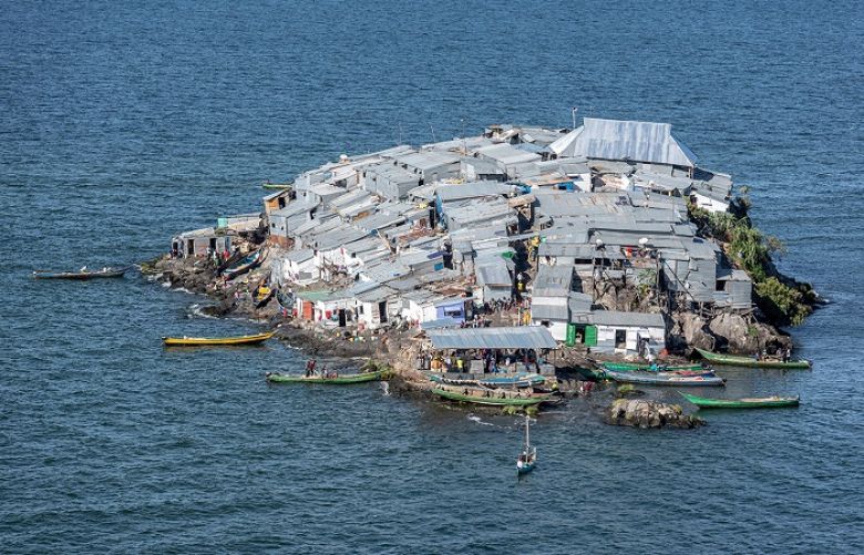 Migingo Island covers less than half a football pitch but over 500 people live on this tiny African fishing island. 