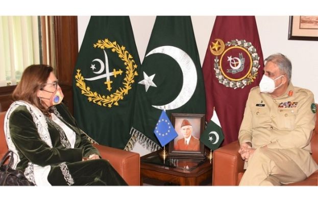 Ambassador of European Union to Pakistan Androulla Kaminara called on Chief of Army Staff (COAS) General Qamar Javed Bajwa at GHQ here on Wednesday,