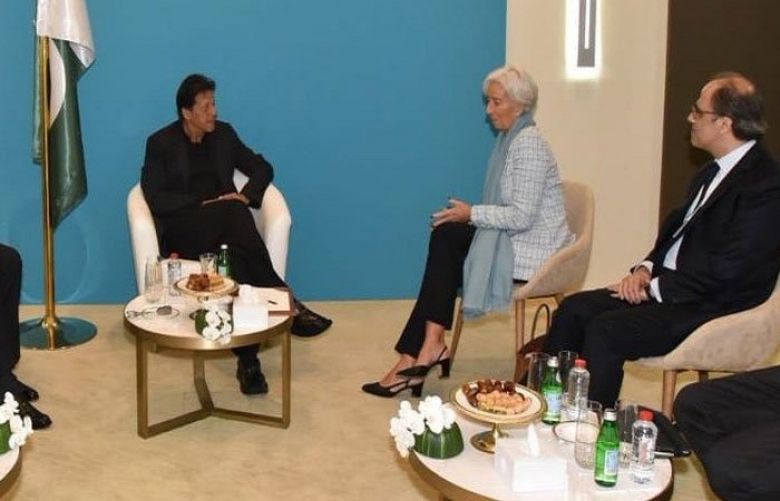 PM Khan meets IMF chief for talks on bailout in Dubai