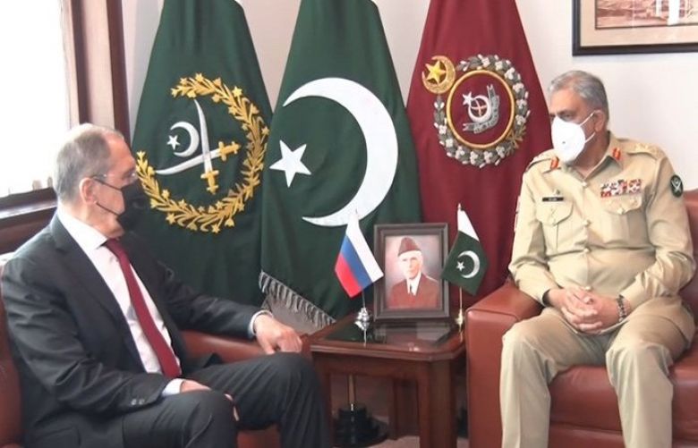 Foreign Minister of Russia Sergey Lavrov on Wednesday calls on chief of Army Staff General Qamar Javed Bajwa.