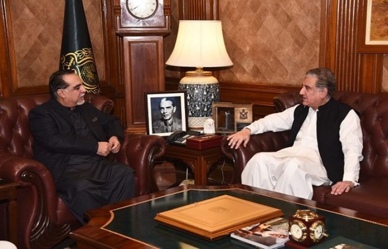 Foreign Minister Makhdoom Shah Mahmood Qureshi called on Sindh Governor Imran Ismail at Governor House