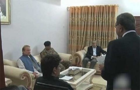 PM Nawaz presiding a high-level meeting
