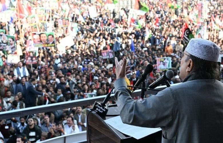 Ex-president Asif Ali Zardari addressing ralley in Quetta