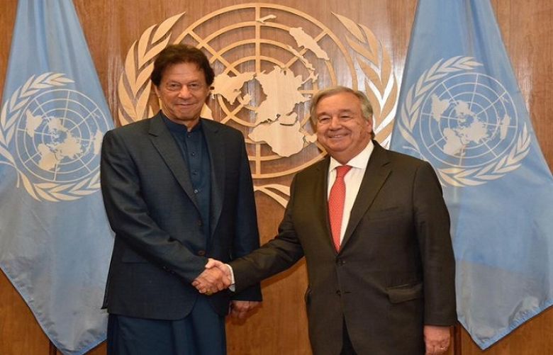 UN Secretary General Antonio Guterres and Prime Minister Imran Khan at UN Headquarters in New York