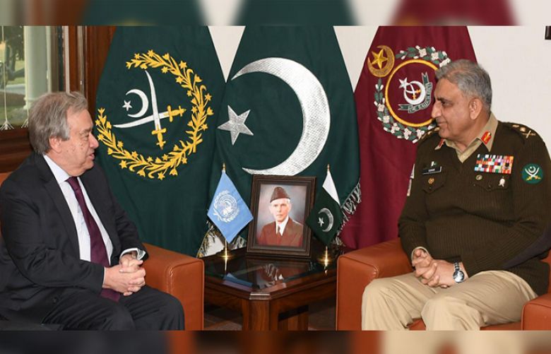 United Nations Secretary General Antonio Guterres on Monday called on Army Chief Gen Qamar Javed Bajwa 