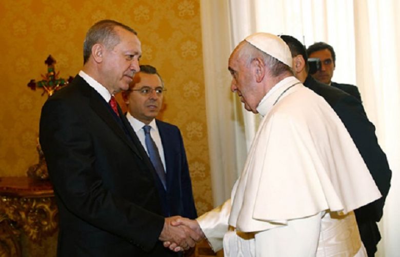Turkish President Recep Tayyip Erdogan met Pope Francis