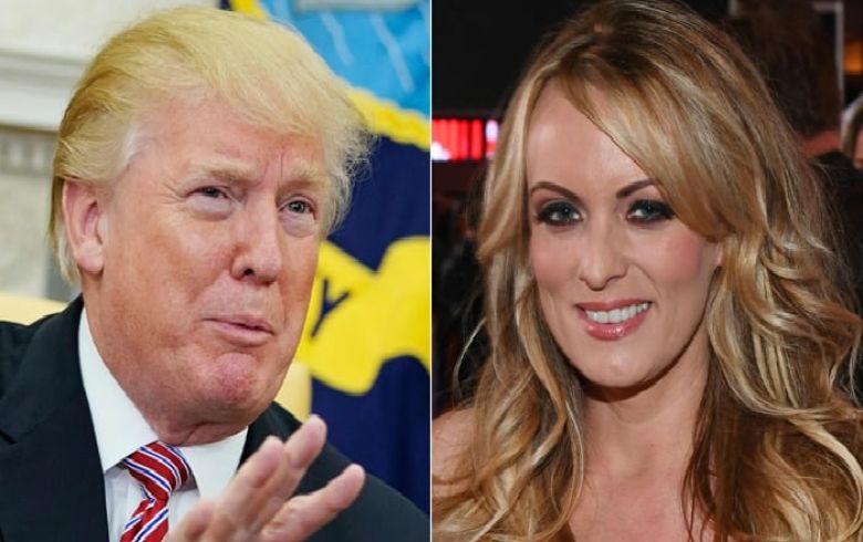 Former president Donald Trump (left) and adult film star Stormy Daniels