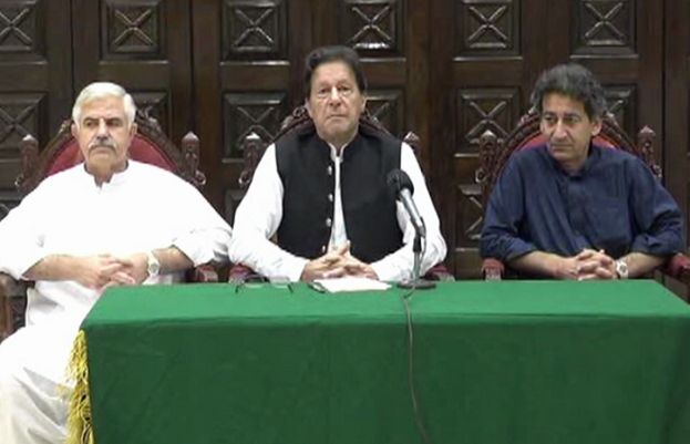 PTI Chairman and former prime minister Imran Khan and other PTI leaders