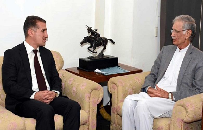 Defense Minister Pervez Khattak and Azerbaijan Ambassador to Pakistan Ali Alizada