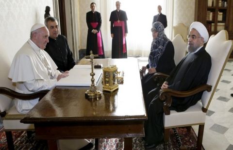 Pope Francis and Iranian Presiden, Hassan Rouhani